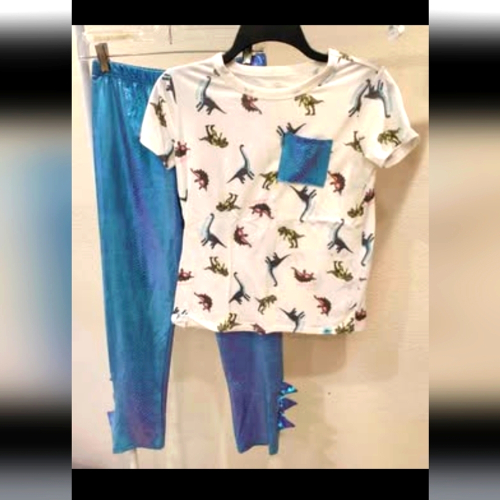 Jurassic World Dinosaurs Iridescent Girl's Set - Shirt 10/12 and Pants 14/16